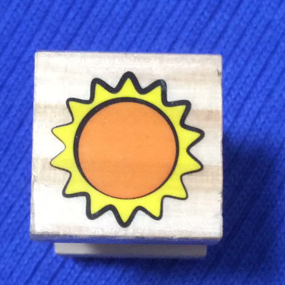 Bright Sun” Wood Mount Rubber Stamp